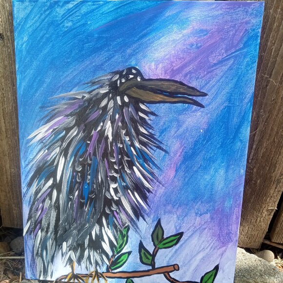 Crow Painting on Canvas - Picture 2 of 12